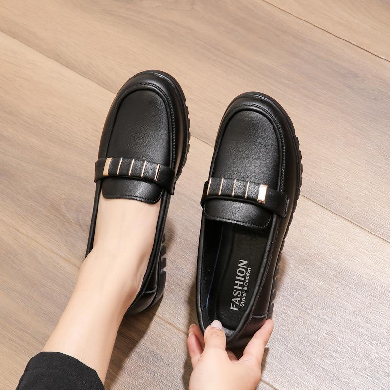 Fashion Single Shoe Leather Soft Soled Middle-aged Women's Casual Leather Shoes Mother's Shoes