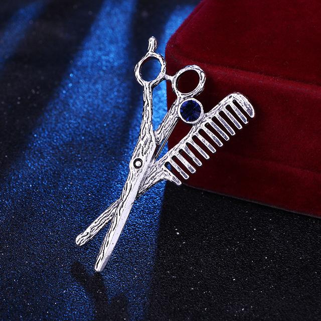 

Ретро парикмахерские ножницы броши горный хрусталь значок мужской костюм рубашка булавки корсаж модная брошь ювелирные изделия аксессуары