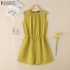 ZANZEA Women Casual Round Neck Sleeveless Summer Short Jumpsuits