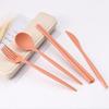 4 Pcs Wheat Straw Dinnerware Set Portable Tableware Knife Fork Spoon Eco-Friendly Travel Cutlery Set Utensil Box Chopsticks Set