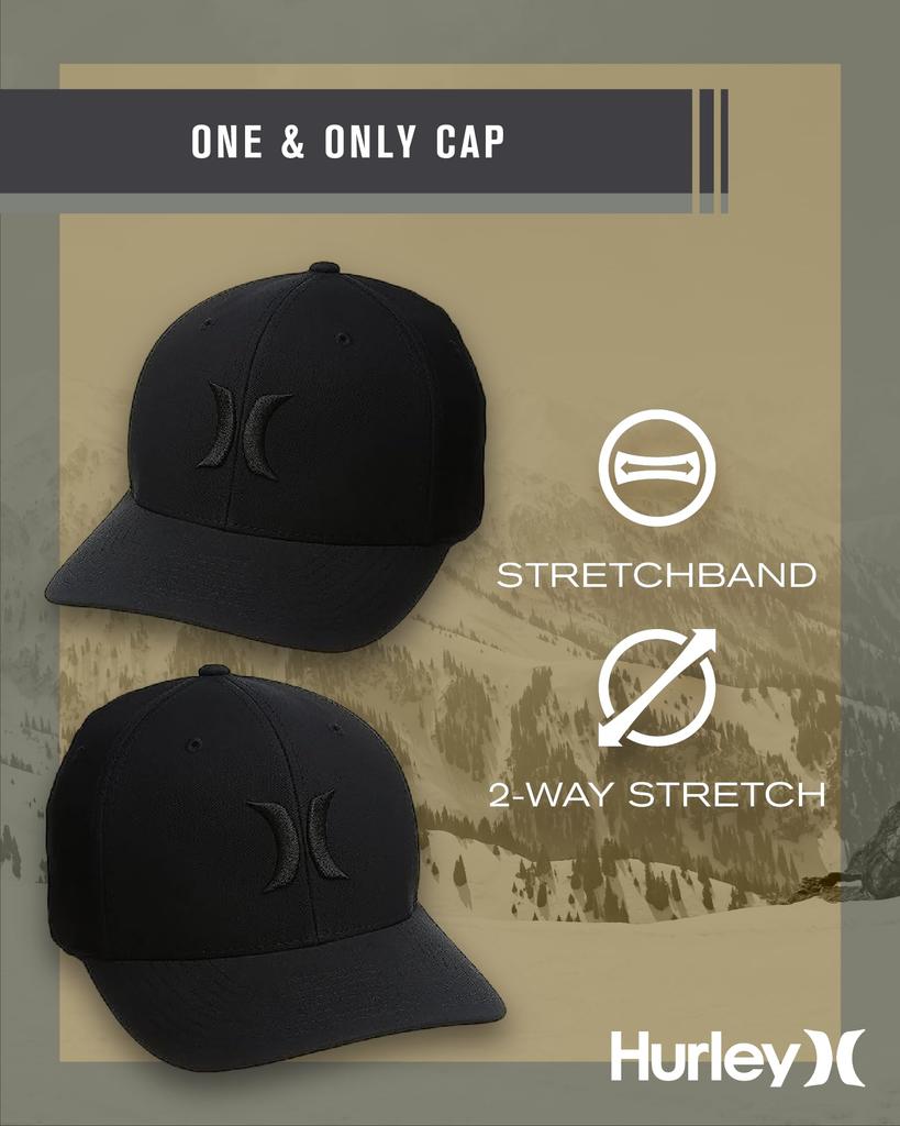 Hurley One and Only Flexfit Cap Black US Black Men's Size Small/Medium Color