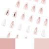 24Pcs/Set Quick Nails French White Edge Florets False Nials Sticker Wearable Waterproof Manicure Finished Nails