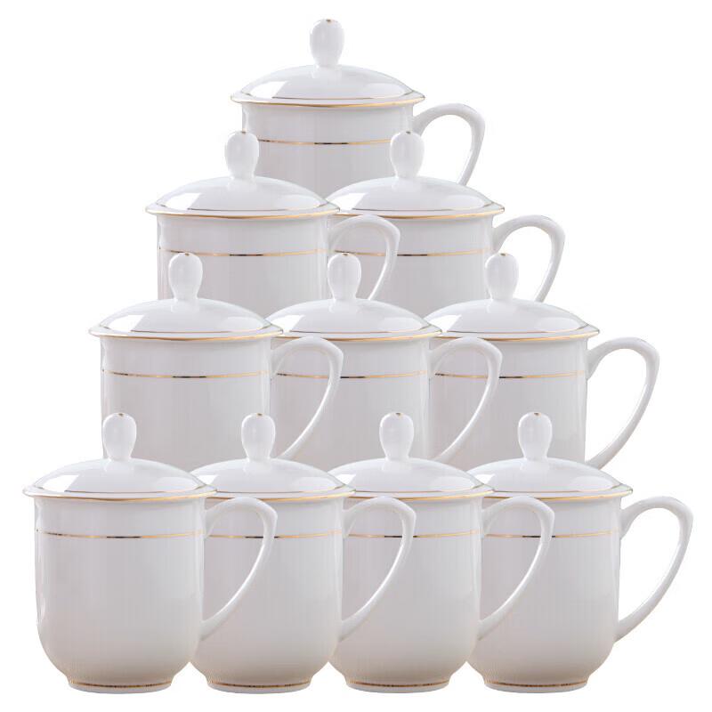Ceramic Office Meeting Cups with Lids - 10 Pack
