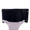 LOEWE Anagram linen leather Tri-fold wallet black leather unisex Used