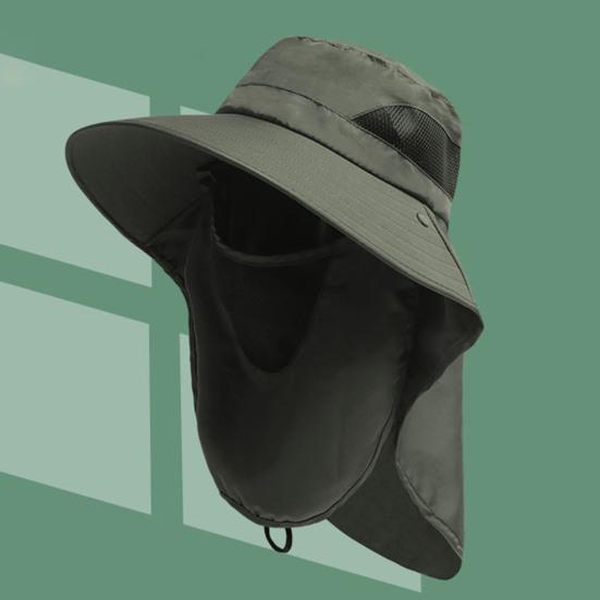 Outdoor Hat Scarf Breathable Neck Protective Wide Brim Unisex Anti-slip Full Protection Windproof Fixed Strap Fishing Camping Cycling Fisherman