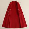 Autumn and winter women's double-sided woolen long coat double-sided wool woolen coat red coat high-end woolen coat women