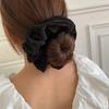 Solid Color Pleated Fabric Hair Ring Women Simple Cream Style High Elastic Scrunchie High-end Hair Accessories