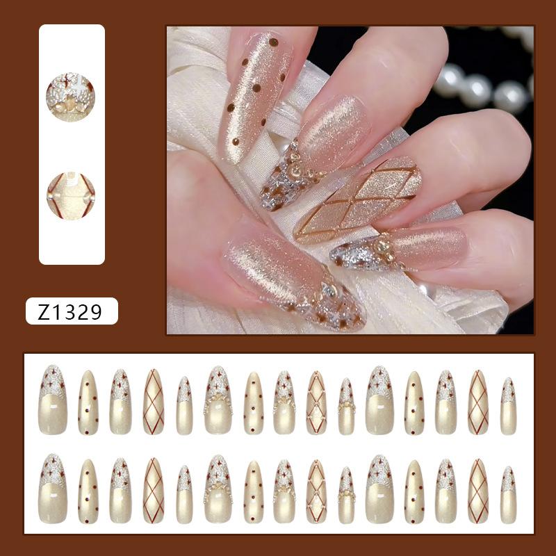 Cat s eye three-dimensional ripple French star champagne diamond gentle fashion European and American style removable wearable armor 30 pieces