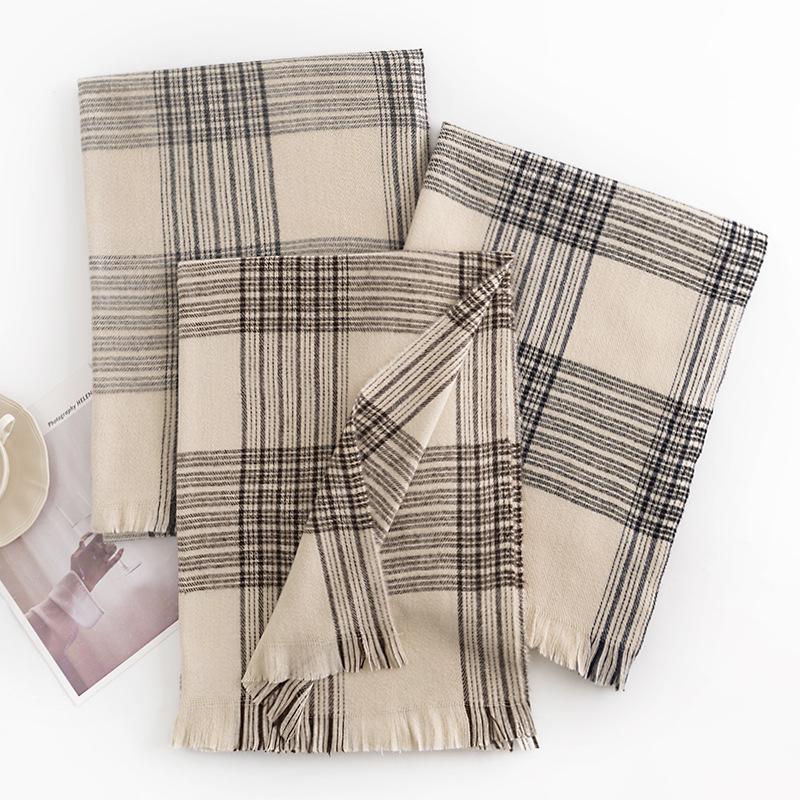 2024 Women'S Elegant Temperament Scarf Fashion Commuter Imitation Cashmere Scarf Grid Warm Shawl Neck Protection Cold Scarf