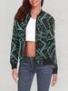 European and American Spring New American Retro Line Printing Jacket Zipper Jacket Temperament Commuter Women's Baseball Jersey MD3