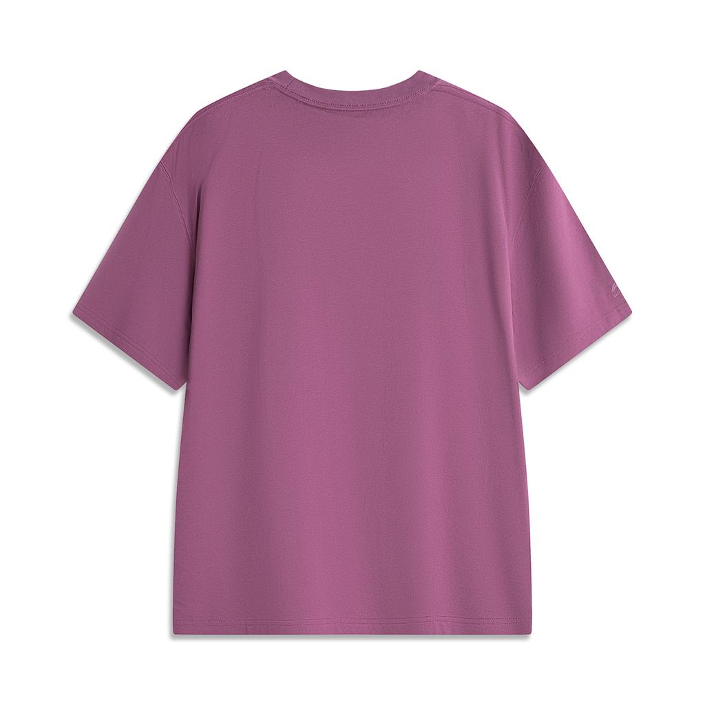 Li Ning China Color Series Solid Color Loose Comfortable Versatile Breathable Short Sleeve T-Shirt Unisex Tops Purple AHSU737-3