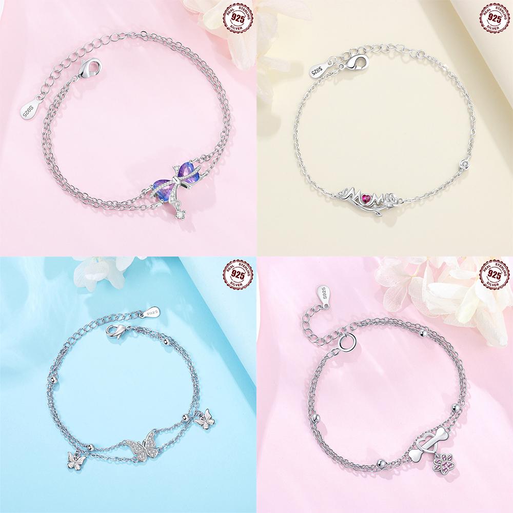 Authentic copper Starry Butterfly Bracelets Blue Zircon Cross Claws Bracelets Women Jewellery Accessory Anniversary Fine Gift