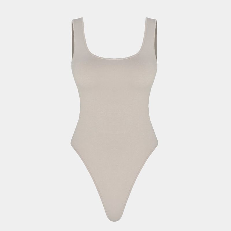 

Summer Vest Jumpsuit with Chest Pad Sexy Sexy Big Backless Tight Dancing Sports Vest Tops Women Apricot S