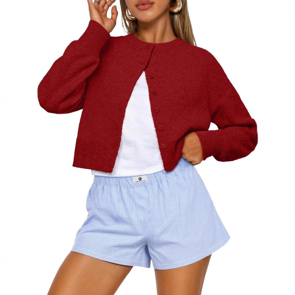 Cropped Cardigan Sweaters for Women Fall Fashion Clothes 2026 Lightweight Knit Button-Down, Versatile Layering Piece for Fall, Spring & Office Wear