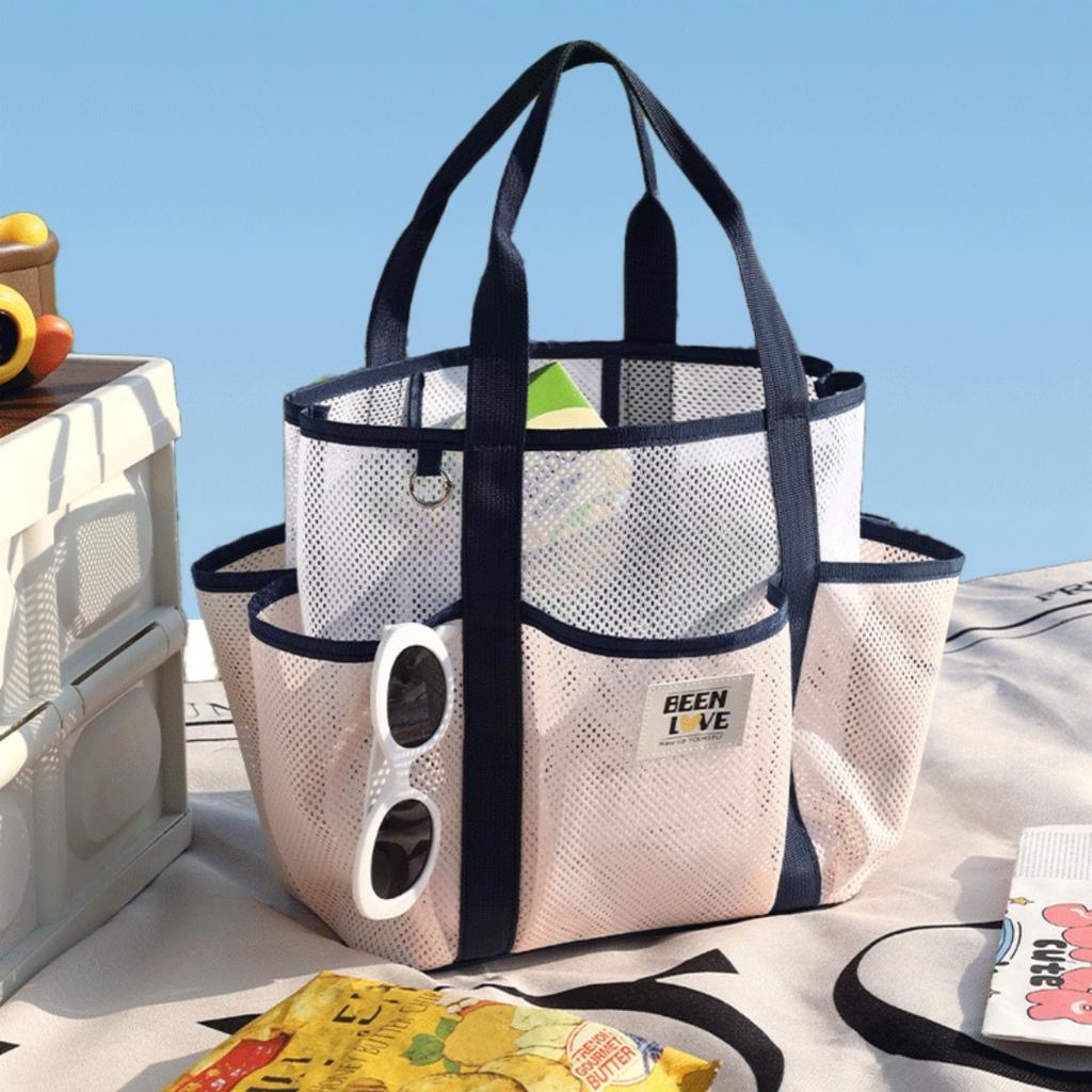 New Handheld Shopping Bag Beach Bag Travel Swimsuit Storage Bag Gym Bags Portable Tote Swimming Mesh Vacation Storage Bag