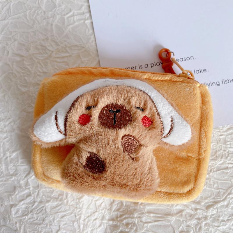 Cartoon Kapybara Coin Purse High Quality Small Gift Keychain Charm Plush Headphone Bag Charm