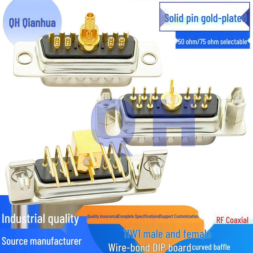 RF Coaxial 11W1 Male-Female Solder-Type Straight Plug and Socket D-SUB Connector