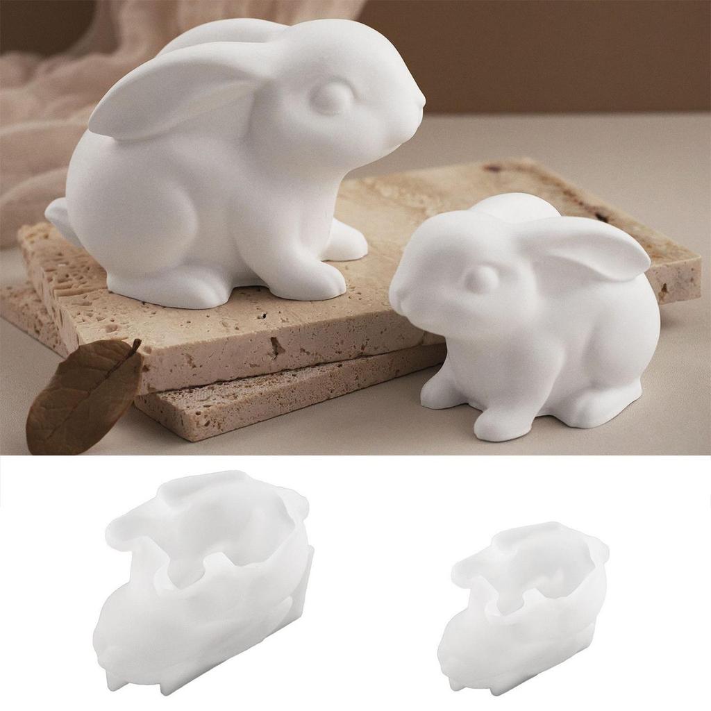 3D Easter Bunny Mold Cute Rabbit Candle Mold Silicone Epoxy Resin Soap Wax Crafts Plaster Cement Moulds Home Decor