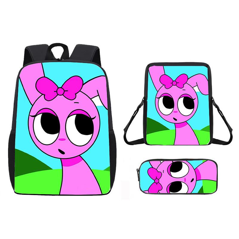 Incredibox Sprunki Pattern Backpack Shoulder Bag Pencil Case Three Set Piece