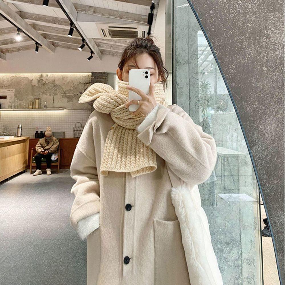 Soft Vintage Thicken Winter Warm Autumn Solid Color Knitted Scarf Korean Long Shawls Women Scarves