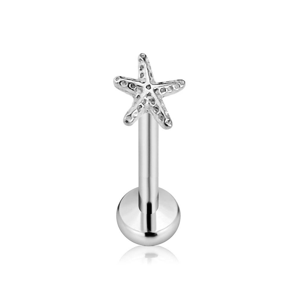 ASTM F136 G23 Titanium Snake Bee Drop Threadless Piercing Moon Cross Push In Labret Stud Flower Leaf Pin Daith Conch Earring 16G