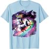 Space Cat Riding Unicorn Graphic Print Mens Cotton Casual Crewneck Tshirt