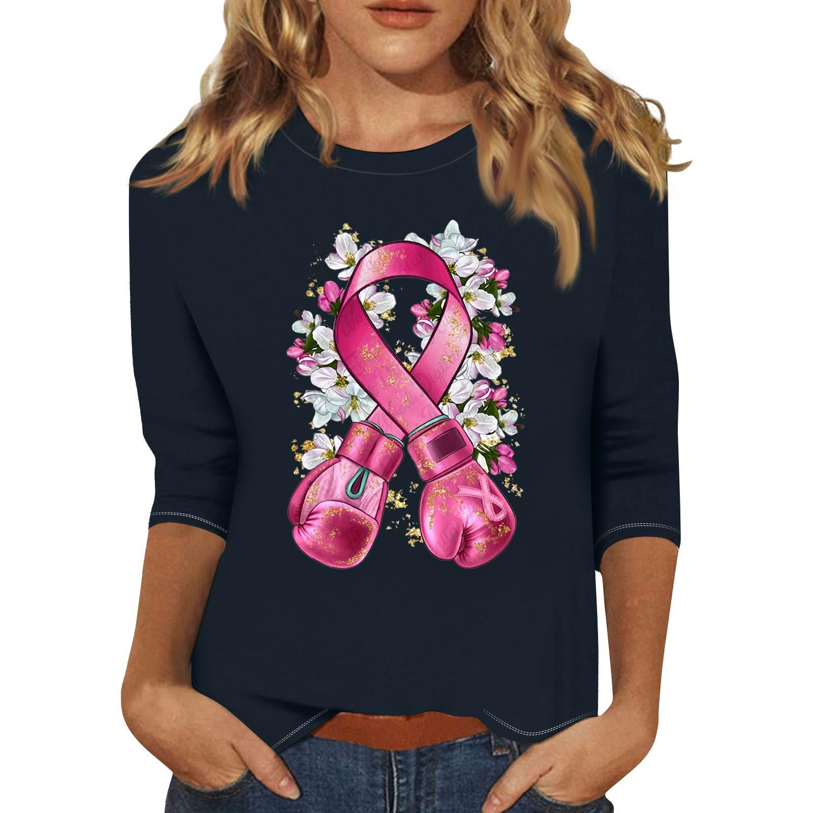 

Женская модная и повседневная футболка с круглым вырезом и рукавом семь четвертей S тёмно-синий