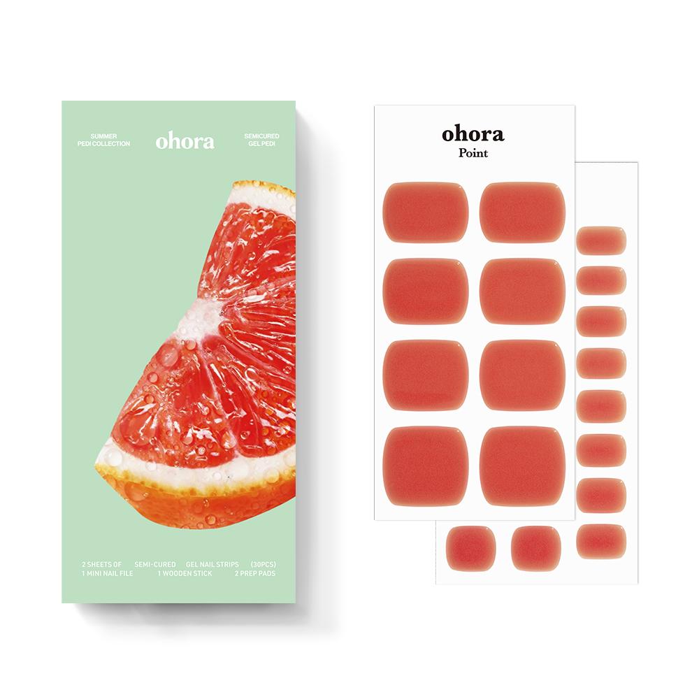 OHORA Pedi Gel Nail Strips Collection Glossy Summer Pedicure Nail Art Stickers (7 Types)