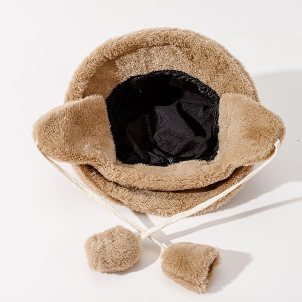 Solid Color Winter Fisherman Hat Warmer Ear Protection Cap Lamb Fur Cap Plush Panama Hat Autumn