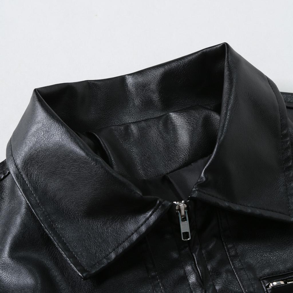 Men's PU leather jacket retro locomotive lapel jacket slim cycling motorcycle jacket spring and autumn leather jacket