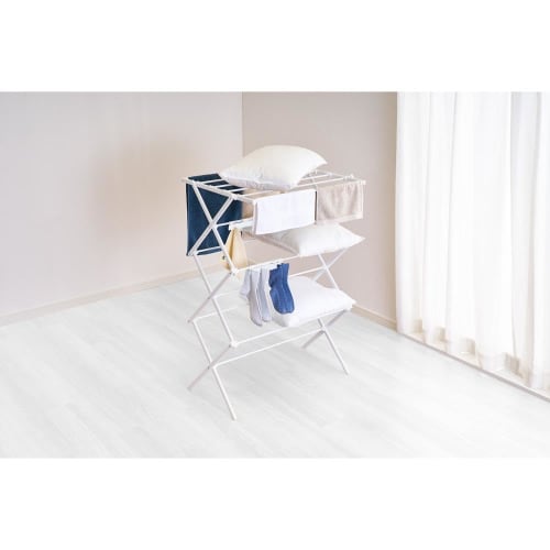 LIV PLUS Indoor Clothes Drying Rack, Foldable, Compact, Stand, Flat Drying, 81cm Wide X 60cm Deep X 103cm High, White, NY-321