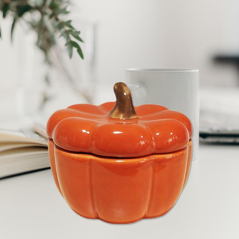 Pumpkin Candle Holder Cup with Lid for Home Bedroom Decoration Ceramics Cups