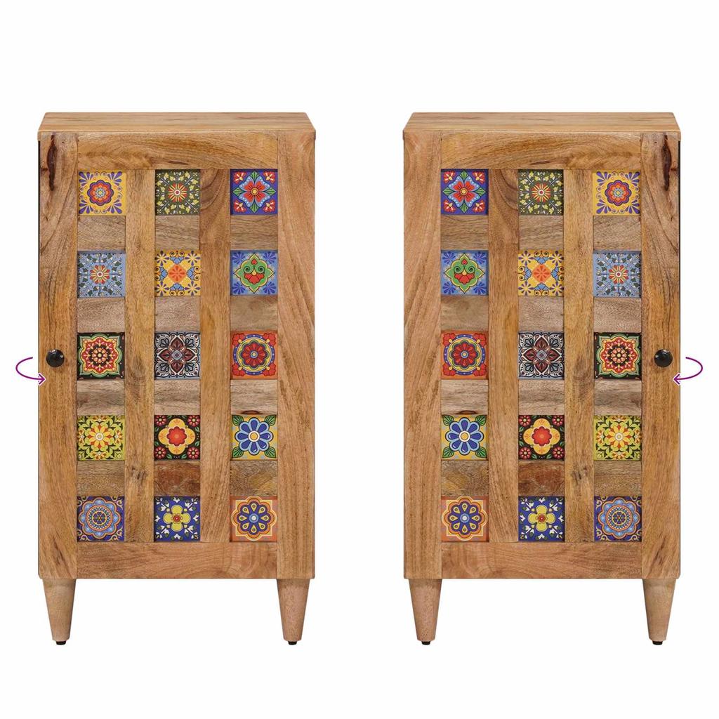 Sideboard with Storage Natural Finish 40 x 33 x 75 cm Solid Mango Wood