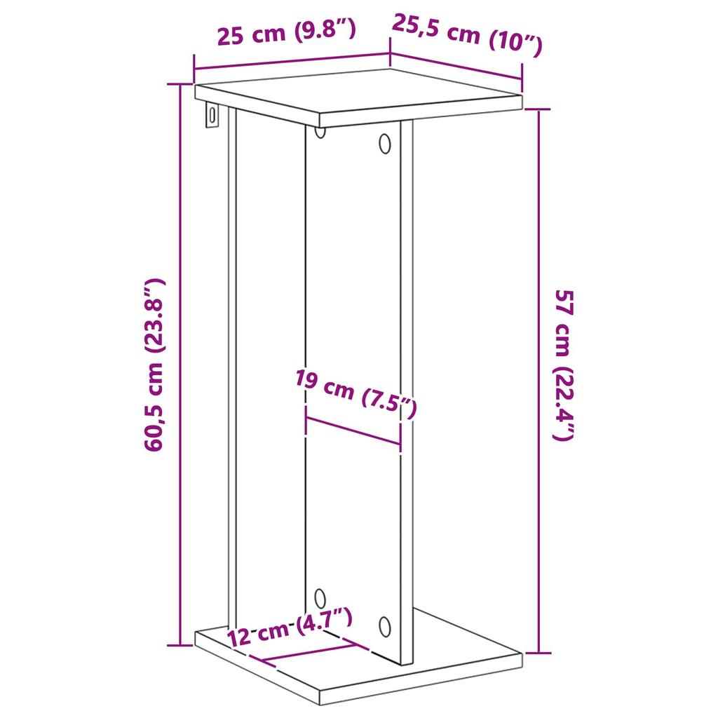 Plant Stand Grey Sonoma 25 x 25.5 x 60.5 cm Engineered Wood