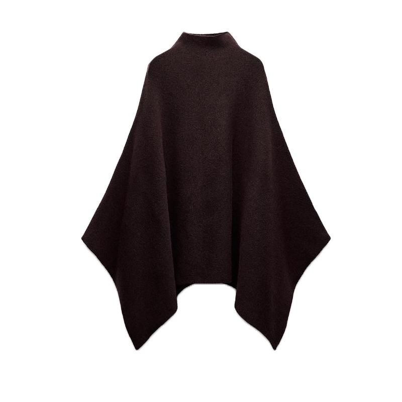 Autumn and Winter New Women Clothes Western Style Blended Fabric Asymmetric Stand Collar Knitted Cape Coat 3739027