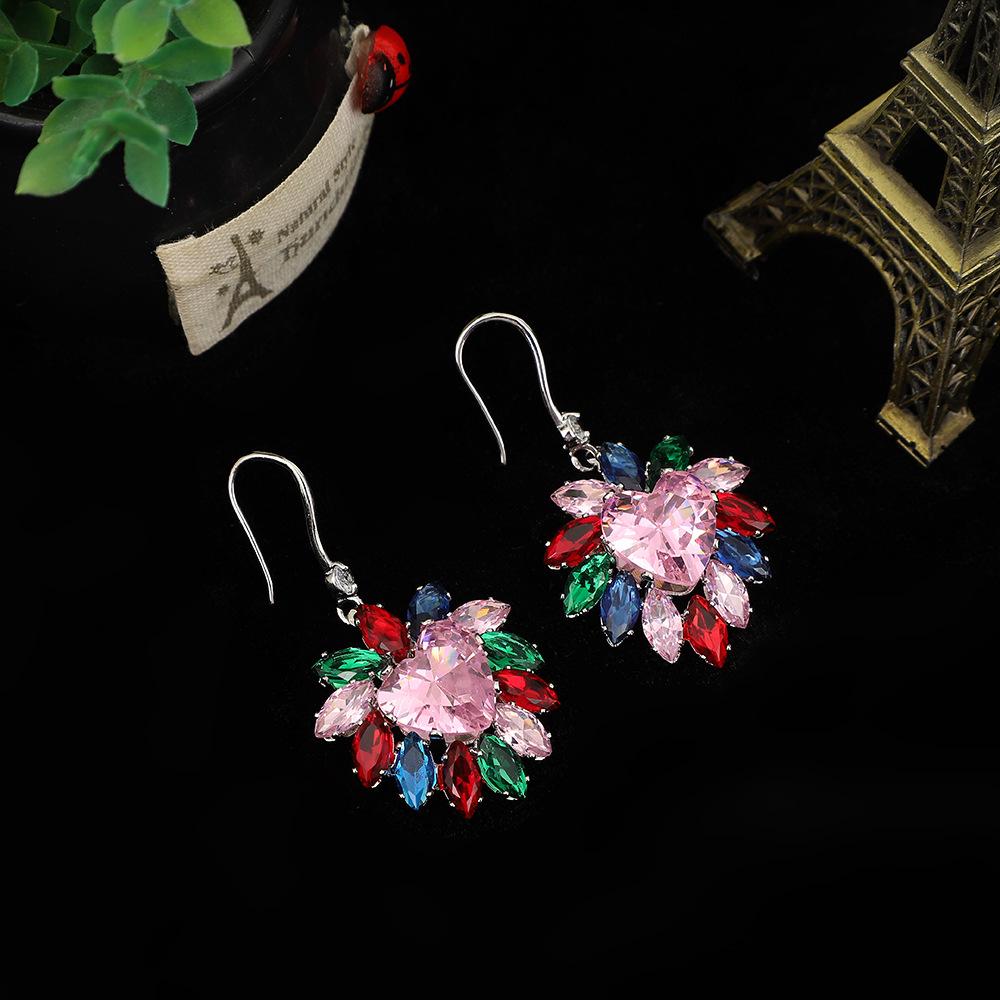 Luxury Heart & Sun Zircon Necklace and Earring Set