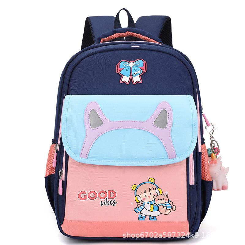 School bag for primary school students, new high-value backpack for girls, large-capacity spine protection and water-proof children's backpack