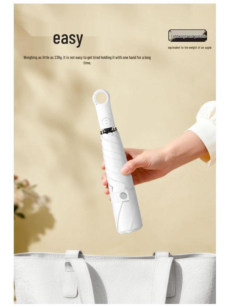 Fully Automatic Five-Fold Umbrella with Black Glue Sunscreen, UV Protection, and Dual-Use for Rain or Shine