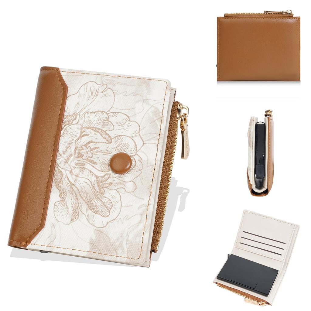 Minimalist Flower Pattern Women Double Fold Square Wallet With Card Slot For Daily Use And Antitheft Protection