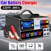 400A Car Battery Charger Heavy Duty 12V/24V Battery High Power Fast Charger Five-Stage Intelligent Pulse Repair Charger 220W