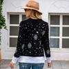 Womens Winter Knit Sweater With Deer Jacquard Loose Fit Crew Neck Long Sleeve Pullover