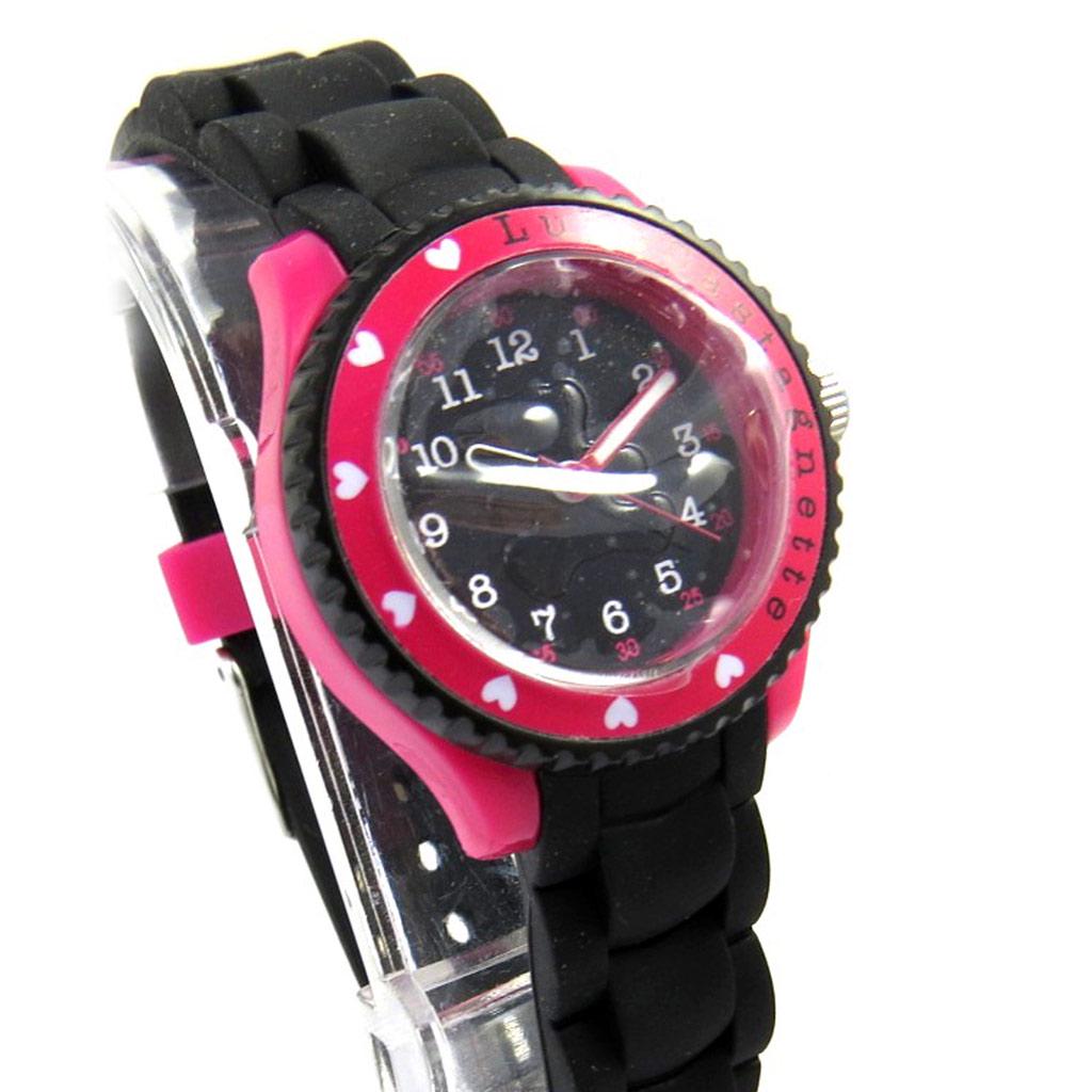 LULU CASTAGNETTE [M1224] - Black Pink 'Lulu Castagnette' Silicone Watch
