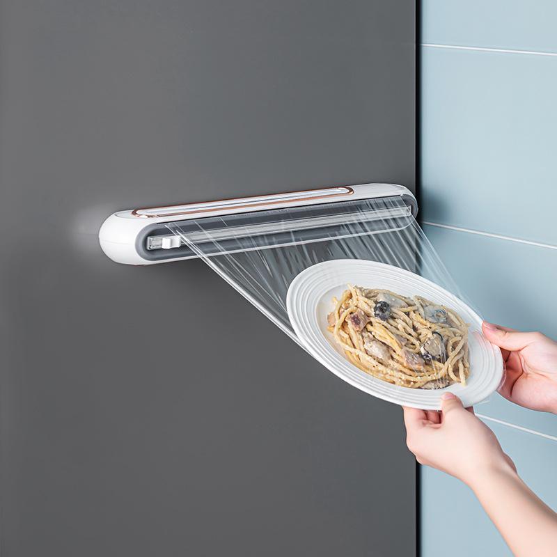 2in1 Magnetic Attraction Wrap Dispenser Cling Film Dispenser Cutter Saran Aluminum Foil Parchment Paper Injector Kitchen Tool