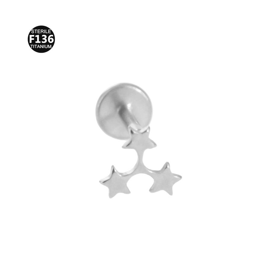F136 Titanium Boat Anchor Pendant with Moon, Maple Leaf, Smiley Charm, and Cubic Zirconia Stud Earring Lip Ring (0.9 Gauge).