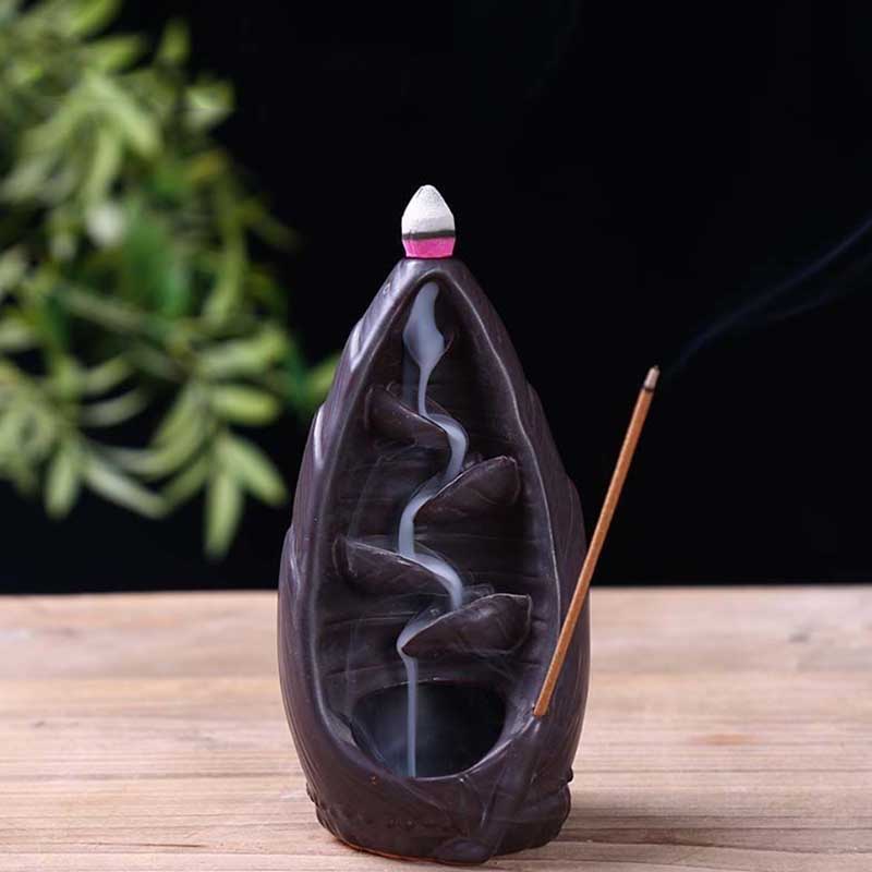 Ceramic Backflow Incense Burner Flow Smoke Indoor Backflow Incense Burner Aromatherapy Ornaments