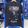 2025 Summer High Quality Cotton Classic Logo Graphics Print Saint Tshirt Unisex Unisex Vintage Washed Black T Shirt Loose Tee