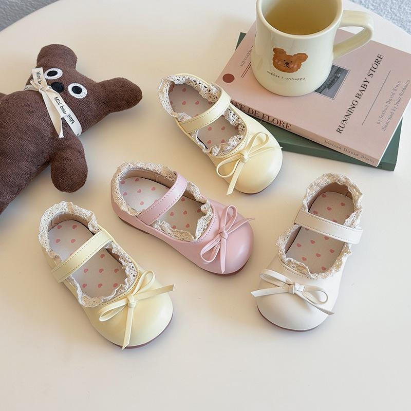Super Nice Lace Trim PU Leather Shoes Girl for New Semester School Party All Match Princess Performance Dance Shoes Child I08049