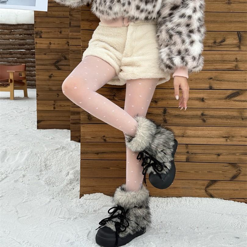 Snow boots women's 2025 new winter big head thick sole piled and thick fluff outer wear warm cotton shoes