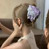 Flower Bow Design Satin Triangle Hair Claw Triangle Shape Hair Accessory New Shark Clip  For Women
