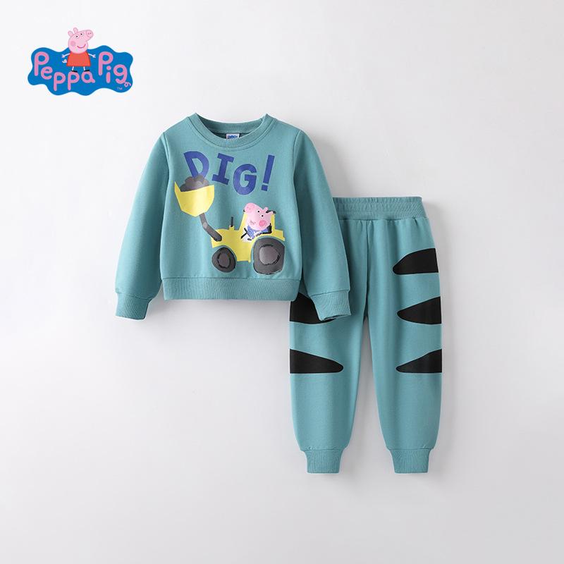 

Peppa Pig Kids Excavator Sweatshirt & Sweatpants Set - Stylish Spring/Autumn Two-Piece Outfit 90 cm